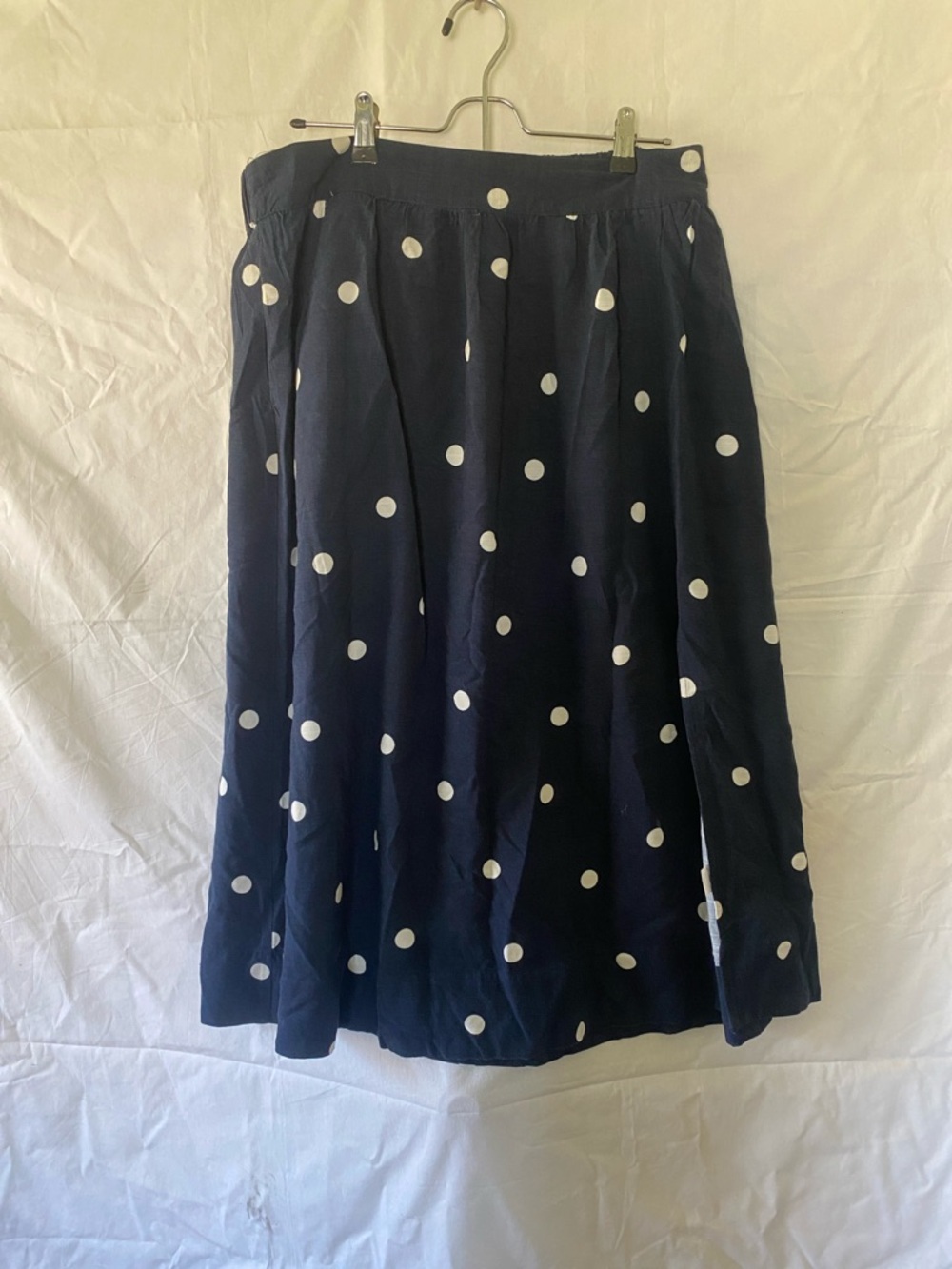 LC Lauren Conrad Navy and White Polka Dot Midi Skirt